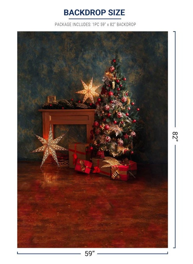 Allenjoy 5x7ft Vintage Christmas Tree Backdrop Rustic Wall Sparkle Stars Winter Holiday Xmas Photography Background for Portrait Pictures Family Party Decorations Photo Booth Studio Props - Image 4