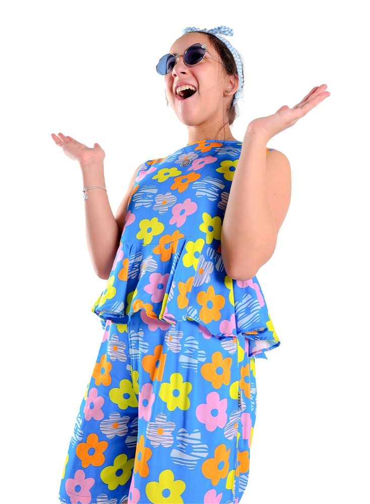 AIKO - Girls rayon Coord Set with cute Floral Pattern Design - Image 4