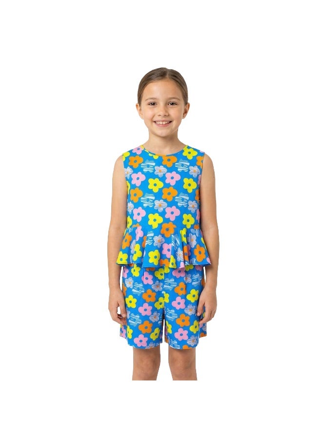 AIKO - Girls Rayon Coord Set with Cute Floral Pattern Design - Image 1