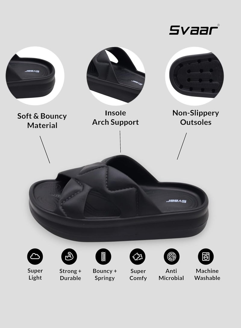 SVAAR صندل سفاار النسائي الناعم ذو المنصة خفيف الوزن وسهل الارتداء مع أحزمة متقاطعة مبطنة - Image 3