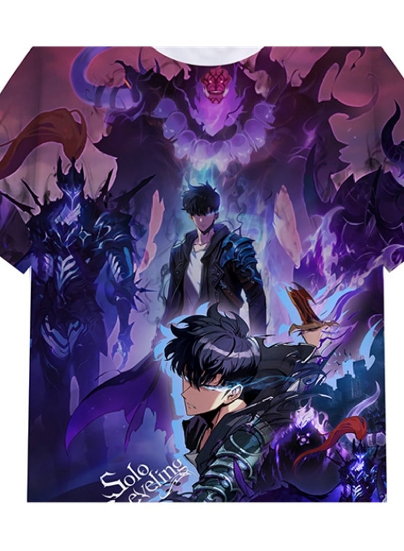 Latest anime solo Leveling digital printing T-shirt summer street fashion short sleeve