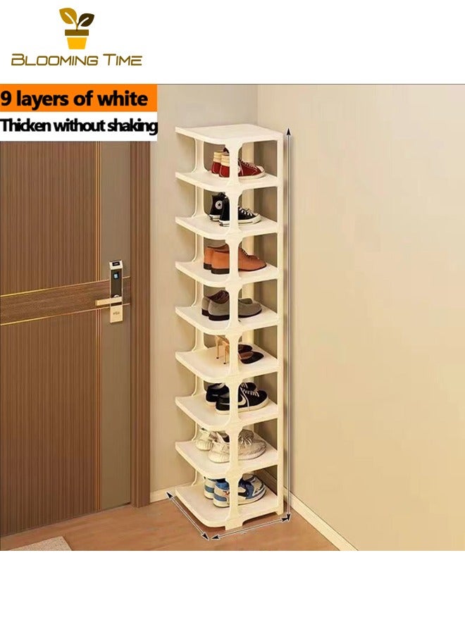 بلومنغ تايم رف أحذية بسيط متعدد الطبقات لتخزين الأحذية في المدخل، رف أحذية منزلي اقتصادي متعدد الطبقات ثلاثي الأبعاد للتخزين المنزلي، رف أحذية منزلي داخلي متعدد الطبقات قابل للتعديل، رف أحذية باب الدخول ثلاثي الأبعاد، رف أحذية منزلي داخلي بسيط لتأجير الغرفة، رف أحذية منزلي داخلي عمودي، أبيض - Image 1