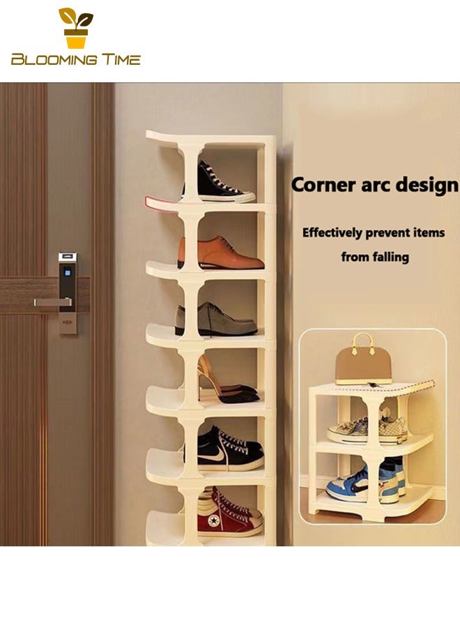 بلومنغ تايم رف أحذية بسيط متعدد الطبقات لتخزين الأحذية في المدخل، رف أحذية منزلي اقتصادي متعدد الطبقات ثلاثي الأبعاد للتخزين المنزلي، رف أحذية منزلي داخلي متعدد الطبقات قابل للتعديل، رف أحذية باب الدخول ثلاثي الأبعاد، رف أحذية منزلي داخلي بسيط لتأجير الغرفة، رف أحذية منزلي داخلي عمودي، أبيض - Image 2