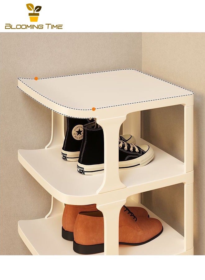 بلومنغ تايم رف أحذية بسيط متعدد الطبقات لتخزين الأحذية في المدخل، رف أحذية منزلي اقتصادي متعدد الطبقات ثلاثي الأبعاد للتخزين المنزلي، رف أحذية منزلي داخلي متعدد الطبقات قابل للتعديل، رف أحذية باب الدخول ثلاثي الأبعاد، رف أحذية منزلي داخلي بسيط لتأجير الغرفة، رف أحذية منزلي داخلي عمودي، أبيض - Image 4
