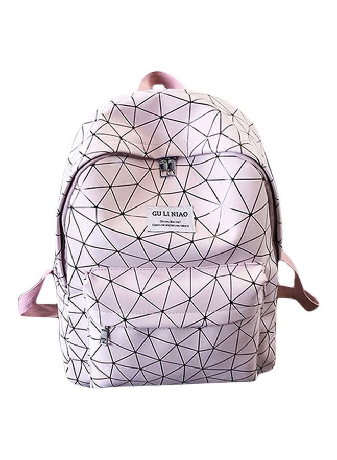 حقيبة ظهر بنمط هندسي وردي/أسود - Image 1