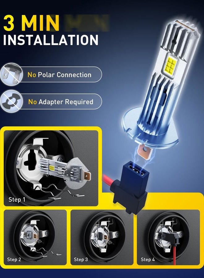 AUXITO H1 Bulb, 6500K Ultra White 6X Increased Brightness, Precision 1:1 Mini Design, Simple Plug Play Installation, Stable Illumination, 99% Vehicles Supported, Pack of 2 - Image 5