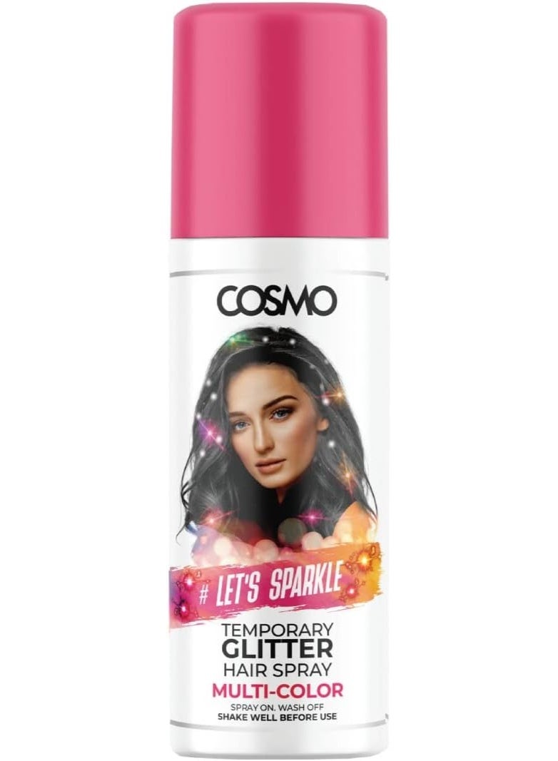 COSMO رذاذ لون الشعر المتلألئ المؤقت متعدد الألوان 100 مل للجنسين، مناسب لجميع أنواع الشعر، لون الشعر، العناية بالشعر، الجمال