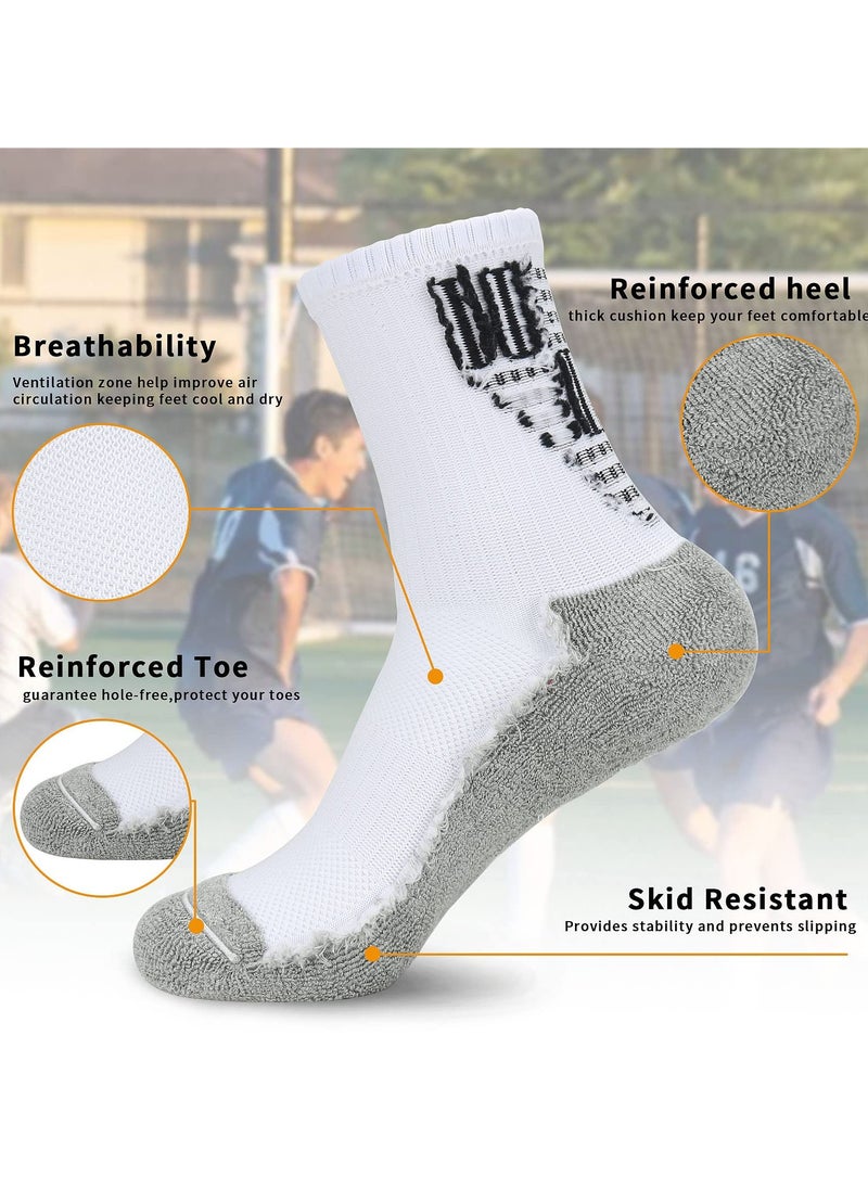 Generic - Non-Slip Grip Socks for Men (Size 9-12) - Cushioned, Breathable Black and White Sports Trainer Socks for Basketball, Tennis, and Football with Anti-Blister Rubber Dots. - Image 1