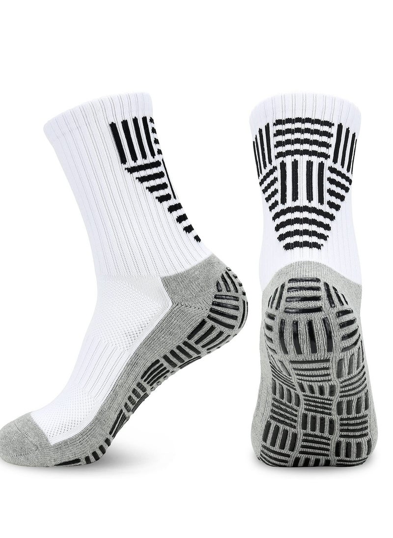 Generic - Non-Slip Grip Socks for Men (Size 9-12) - Cushioned, Breathable Black and White Sports Trainer Socks for Basketball, Tennis, and Football with Anti-Blister Rubber Dots. - Image 1