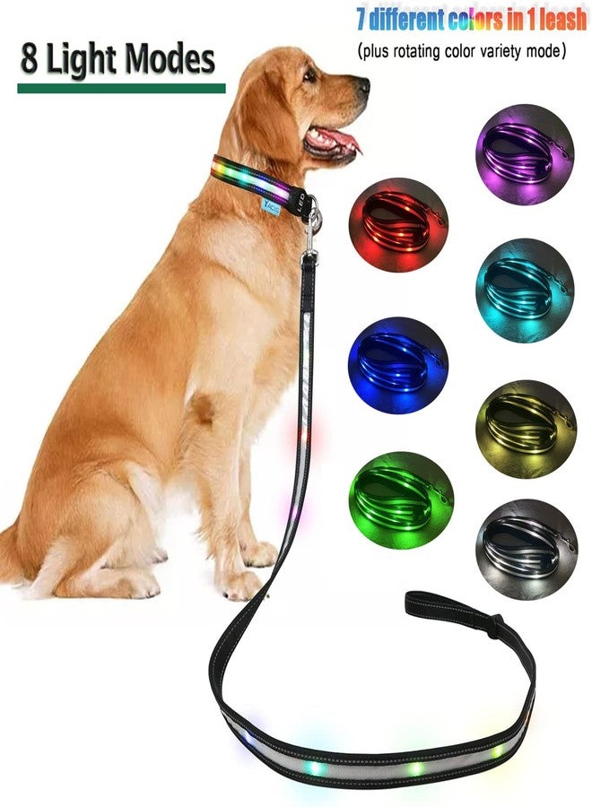 yacig USB Rechargeable LED Dog Leash - 7 Colors & Color Cycling Mode, Light Up Dog Leash for Night Walking, Heavy Duty Padded Handle, 6FT for Small Medium Large Dogs - Image 2