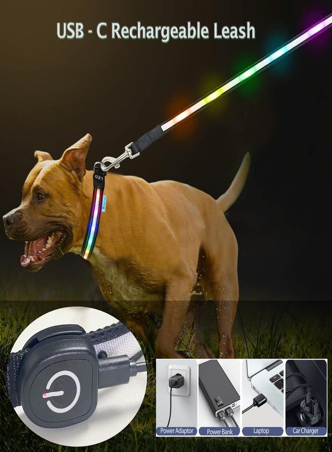 yacig USB Rechargeable LED Dog Leash - 7 Colors & Color Cycling Mode, Light Up Dog Leash for Night Walking, Heavy Duty Padded Handle, 6FT for Small Medium Large Dogs - Image 3
