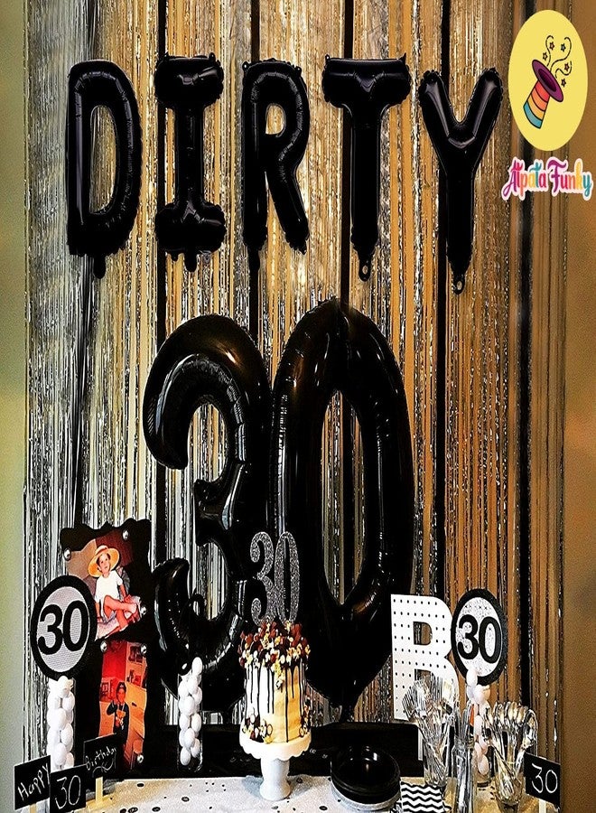 أتباتا فانكي بالونات فويل Atpata Funky DIRTY 30 لتزيين حفلات عيد الميلاد الثلاثين (أسود) - Image 2