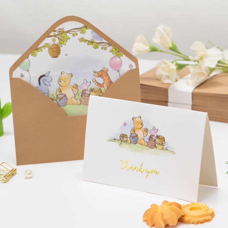 Crisky Cute Bear Thank You Cards, Cartoon Blank Cards with Envelopes and Stickers (25 pack) for Birthdays, Baby Showers, Friendsgiving - Image 2