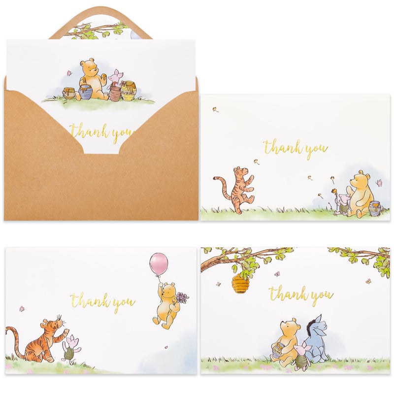 Crisky Cute Bear Thank You Cards, Cartoon Blank Cards with Envelopes and Stickers (25 pack) for Birthdays, Baby Showers, Friendsgiving - Image 1