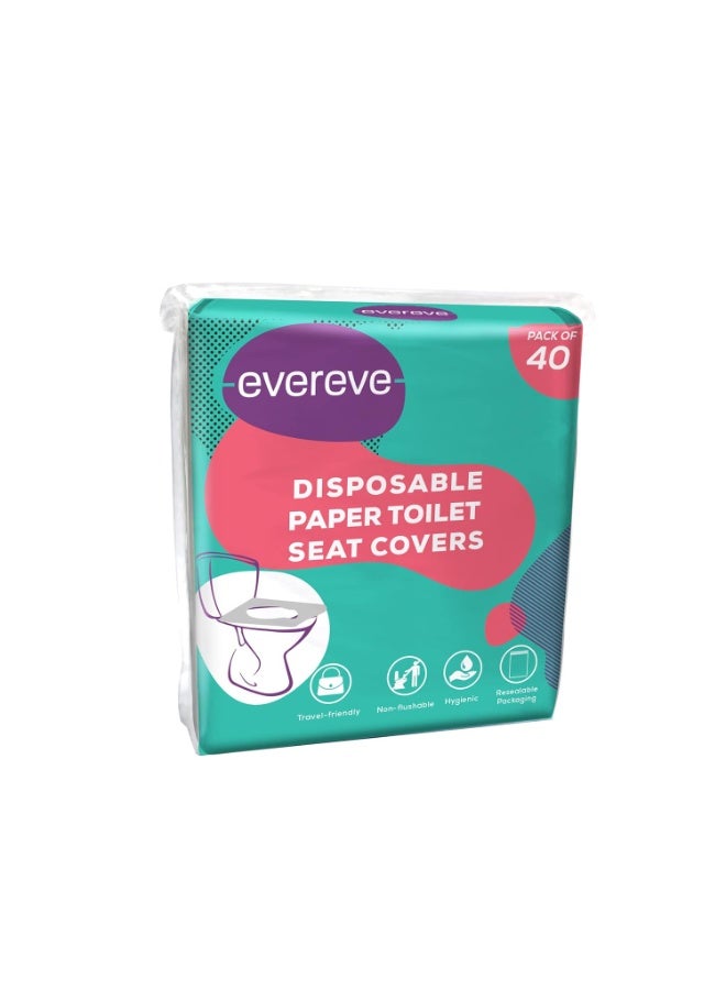 عشية أي وقت مضى أغطية مقاعد المراحيض الورقية للاستعمال مرة واحدة للنساء والرجال، 40 ورقة، لا توجد أمراض تنقلها المرحاض، مقاومة للماء، مريحة وصحية، سهلة الحمل والاستخدام، صديقة للبيئة، ضرورية للاستخدام في الهواء الطلق - Image 1