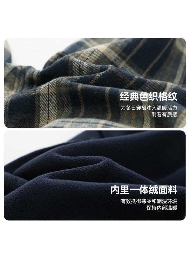 One-piece Fleece] Boys' Pants Thickened Winter Baby Plaid Children's Casual Pants 2025 New Style - Image 5