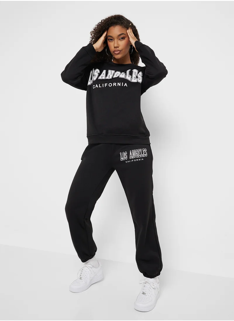 جينجر Oversize Varsity Style Jog Set