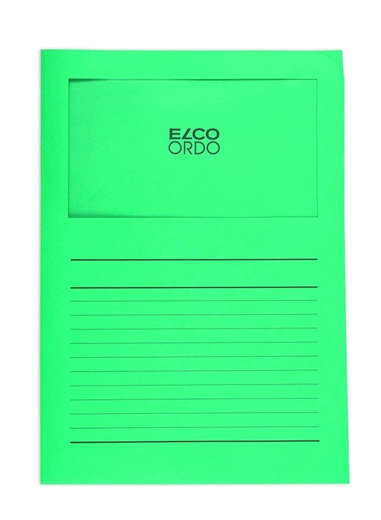 Elco Ordo"Classico" Emerald Green Paper Slip File with Window - Box of 100, 22 x 31 - Image 1