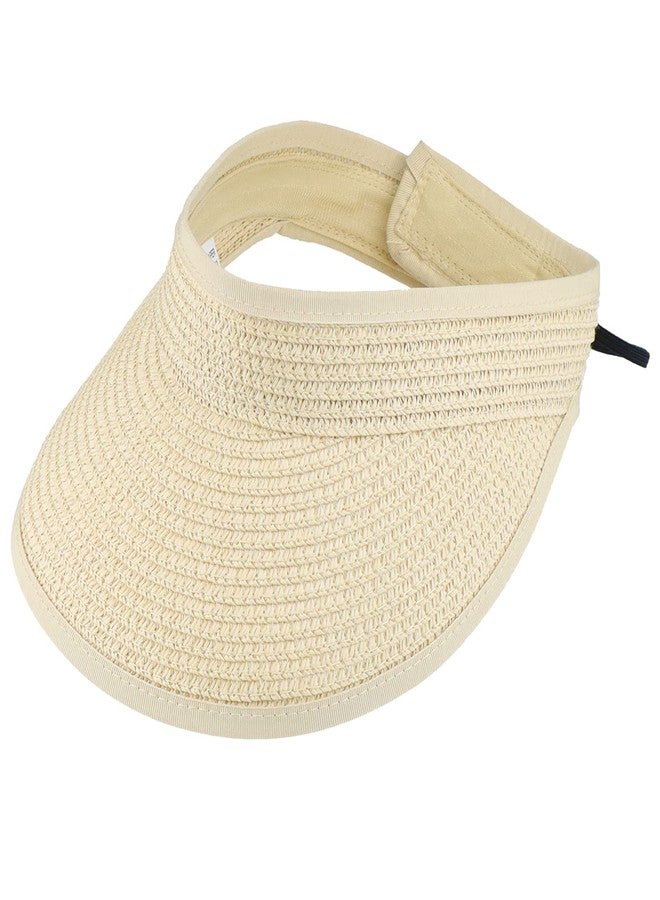 UTOWO Straw Sun-Visor-Hats for Kids, Summer Straw Beach Hat Cap for Toddlers (Beige, Medium) - Image 5