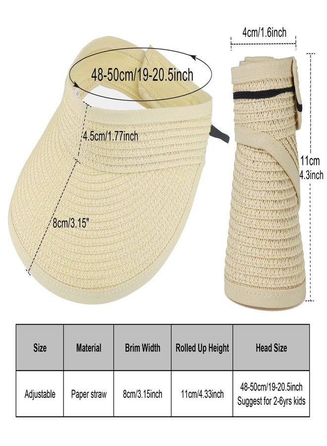 UTOWO Straw Sun-Visor-Hats for Kids, Summer Straw Beach Hat Cap for Toddlers (Beige, Medium) - Image 2
