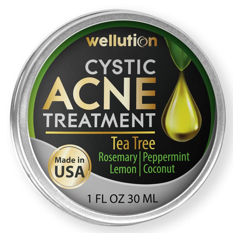 WELLUTION Cystic Acne Spot Treatment â€“ Tea Tree Acne Cream â€“ Fast-Acting Acne Spot Corrector for Face, Pimples & Blemishes â€“ Non-Greasy, Gentle Formula â€“ 1oz â€“ by WELLUTION - Image 1