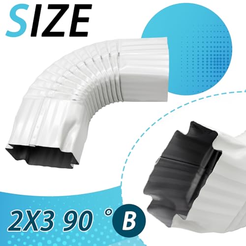 Niuohoy 2x3 Downspout Gutter Elbow Style B 90 Degree Side Elbow Connector Easy to Install for Home Roofing Drainage White - Image 3