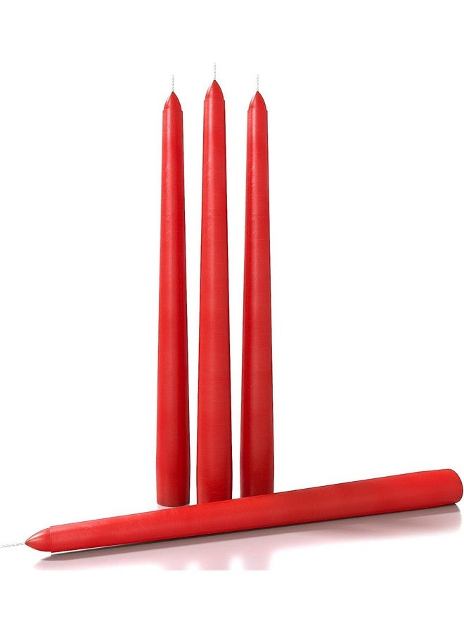 AURA DECOR AuraDecor Taper Candles Pack || Dinner Candles || Celebration Candles || 10 inch Candles || Dripless || Smokeless Candle || Burnng Time 8 Hours (Pack of 4, Red) - Image 1