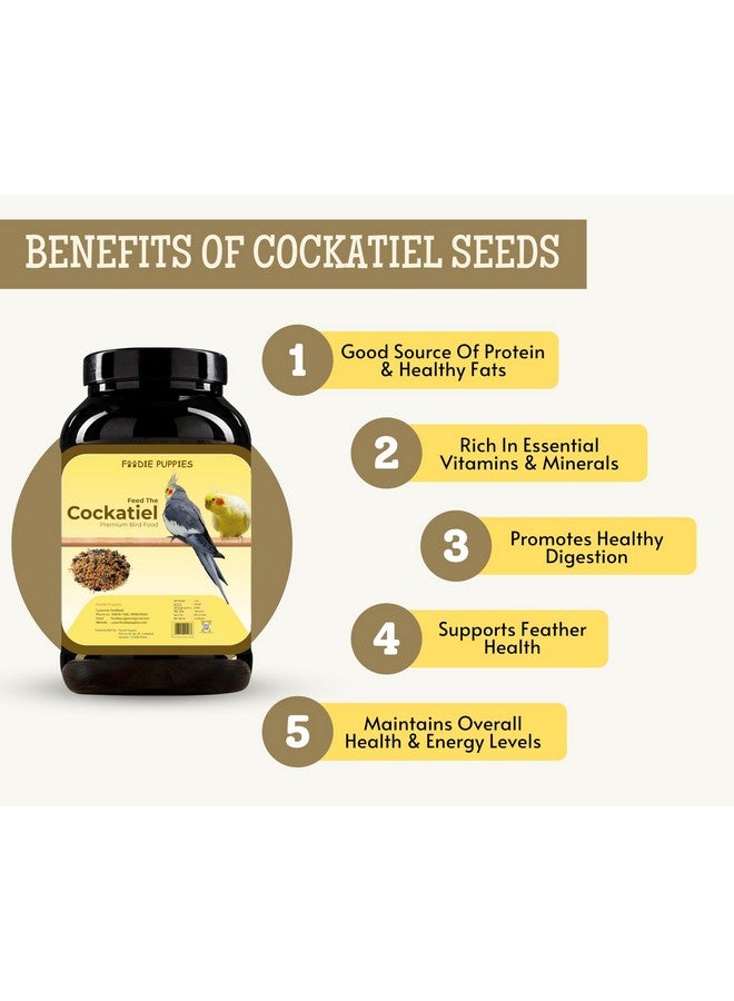 طعام الطيور للكوكتيل - 1 كجم | مزيج بذور طبيعي وصحي ممتاز، كانجني، عباد الشمس، بروسو أصفر، بني، شوفان، لؤلؤي | بذور طعام الطيور اليومية لجميع مراحل الحياة - Image 2