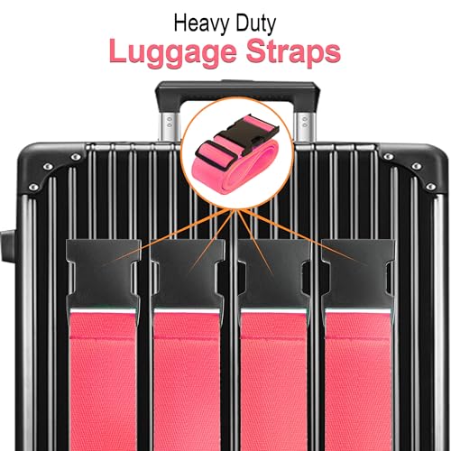 Chelmon Luggage Straps for Suitcases TSA Approved Travel Belt 4 Pack by Chelmon (Rose Red) - Image 3