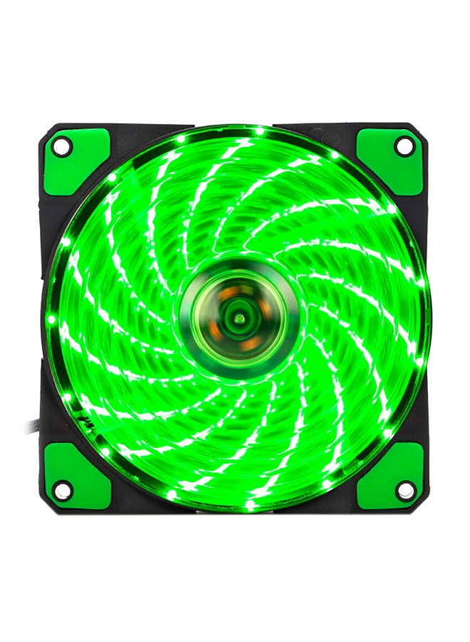 Loquat Silent 15-LED Cooler Fan 12centimeter Green - Image 1