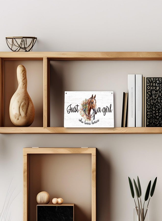 PHAMTE Just a Girl Who Loves Horse Horses Sign, Watercolor Funny Floral Horse Printed Wood Plaque Sign Wall Hanging, Horse Lover Hanging Wall Signs for Home Girls Room Horse Decor 12 x 6 Inches Wall - Image 3