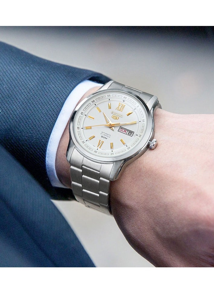Seiko - 5 Automatic White Dial Stainless Steel Men's Watch SNKP15K1 - Image 1