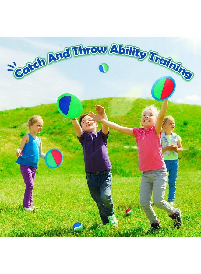 Charniol Kids Toys Toss and Catch Game Set 12 Paddles 6 Balls Beach Outdoor Sports Games Toss Ball Set with Paddles Nylon Catch Toys for Kids PE Recess Adults Beach Playground (Blue Green, Pink Green) - Image 4