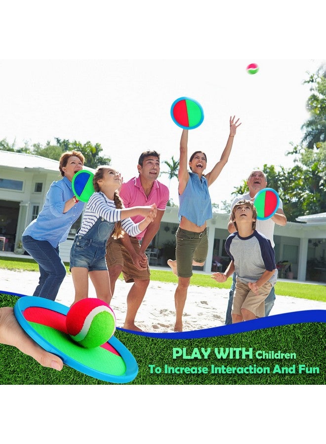 Charniol Kids Toys Toss and Catch Game Set 12 Paddles 6 Balls Beach Outdoor Sports Games Toss Ball Set with Paddles Nylon Catch Toys for Kids PE Recess Adults Beach Playground (Blue Green, Pink Green) - Image 5