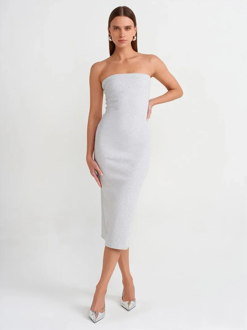 ديلفين Dilvin Strapless Bodycon Midi Dress