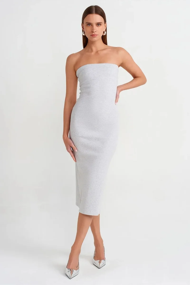 ديلفين DILVIN Strapless Bodycon Midi Dress