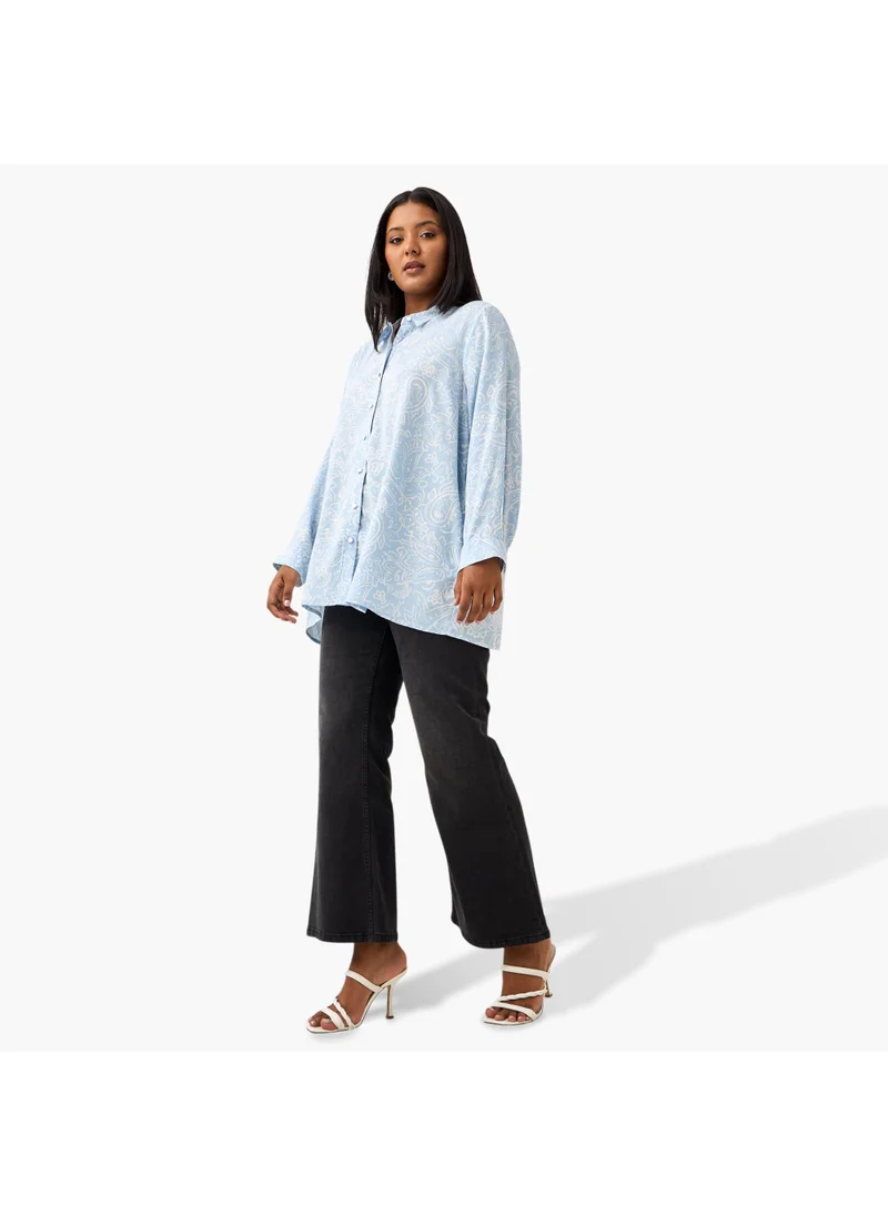 Ulla Popken Plus Size Ulla Popken All-Over Paisley Print Shirt
