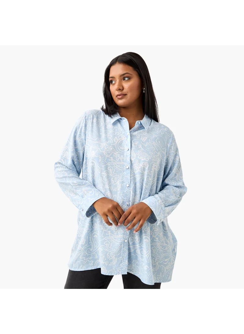 Ulla Popken Plus Size Ulla Popken All-Over Paisley Print Shirt