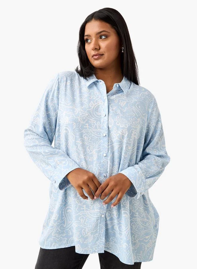 Ulla Popken Plus Size Ulla Popken All-Over Paisley Print Shirt