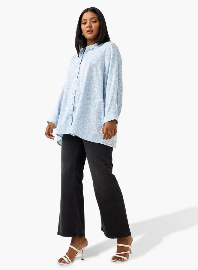 Ulla Popken Plus Size Ulla Popken All-Over Paisley Print Shirt