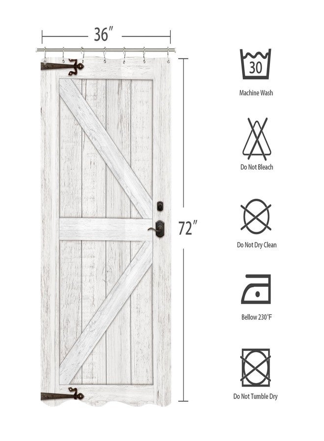 Miyotaa Stall Barn Door Shower Curtain Set 36Wx71H Inches Half Small Farmhouse Rustic Wood Wooden Country Vintage Narrow Polyester Waterproof Cloth Bathroom Curtain with 7 Hooks - Image 3