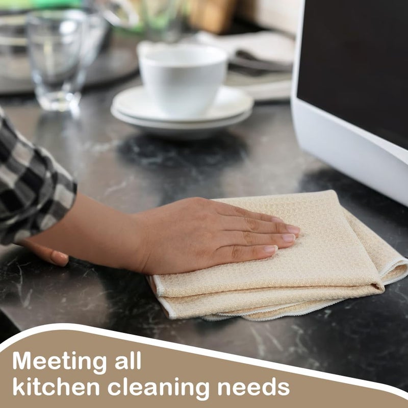 Sinland منشفة مطبخ ميكروفايبر من SINLAND لتجفيف الأطباق - مناشف فارغة ممتازة للطباعة - تجفيف سريع - منشفة شاي - مناشف مطبخ بوليستر 16 بوصة × 24 بوصة - عبوة 10 قطع - كريمي - Image 4
