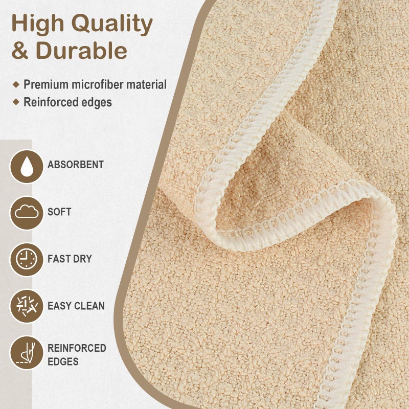 Sinland منشفة مطبخ ميكروفايبر من SINLAND لتجفيف الأطباق - مناشف فارغة ممتازة للطباعة - تجفيف سريع - منشفة شاي - مناشف مطبخ بوليستر 16 بوصة × 24 بوصة - عبوة 10 قطع - كريمي - Image 3
