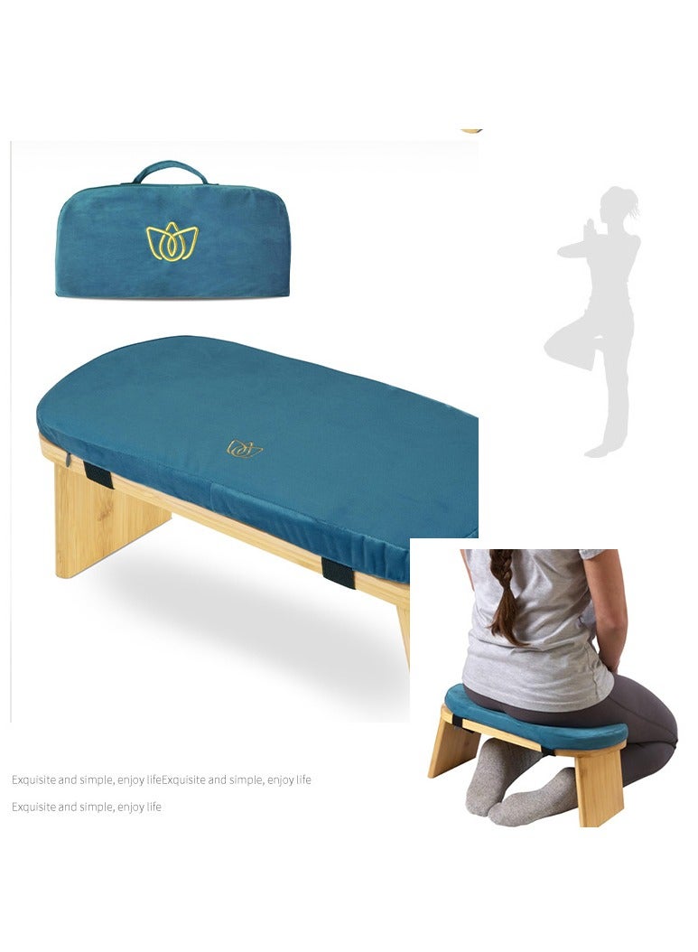 Generic Prostration chair is a prayer chair for Muslims.Embroidery Removable Yoga Meditation Stool, Home Kneeling Meditation Stool Wooden Kneeling Stool Prayer Stool (Blue) - Image 2