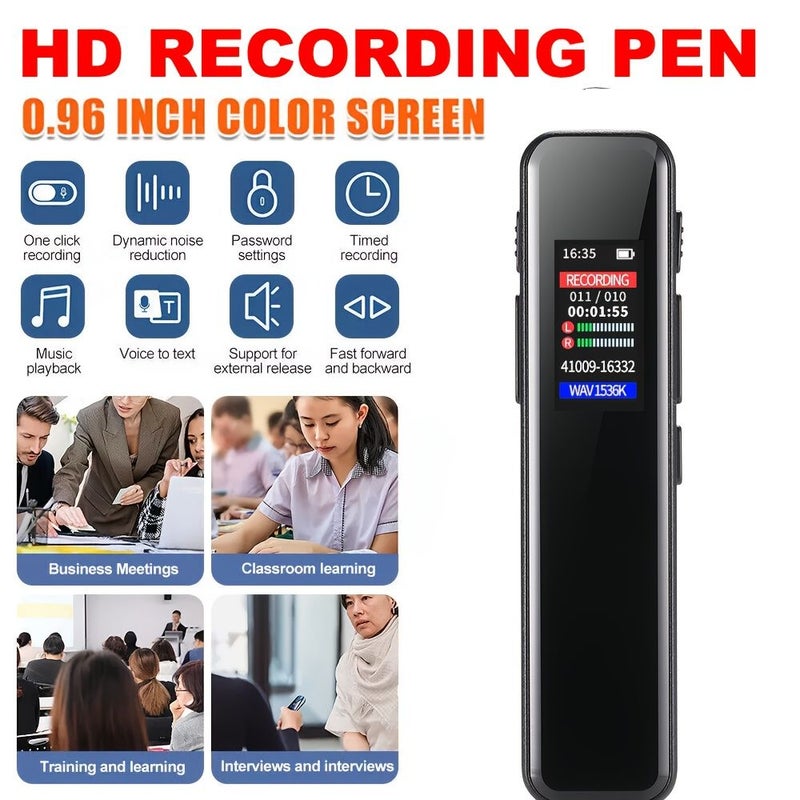 ذاكرة 64 جيجابايت، مسجل معدني صغير يعمل بالصوت، شاشة ملونة، MP3، تسجيل بضغطة زر واحدة - Image 5