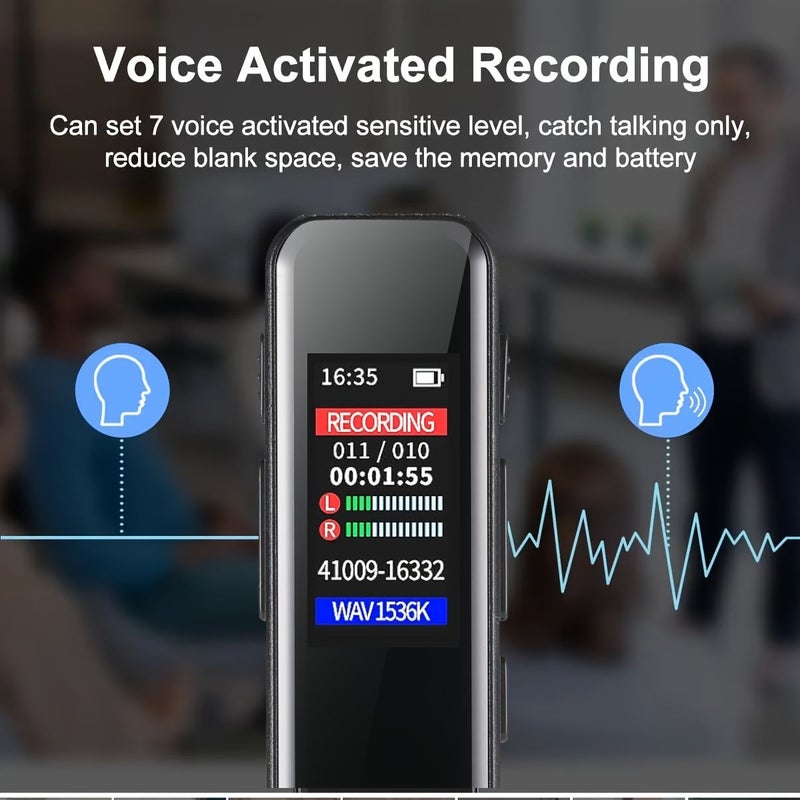 ذاكرة 64 جيجابايت، مسجل معدني صغير يعمل بالصوت، شاشة ملونة، MP3، تسجيل بضغطة زر واحدة - Image 1