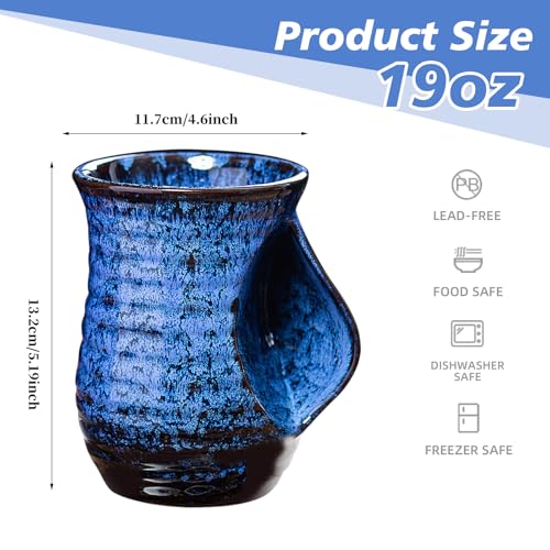 LGQ Coffee Mug,Hand Warmer Mug,19 Oz Coffee Cups Ceramic Large Coffee Mug Tea Cup for Office and Home - Dishwasher and Microwave Safe Unique Coffee Mugs. (Blue) - Image 2