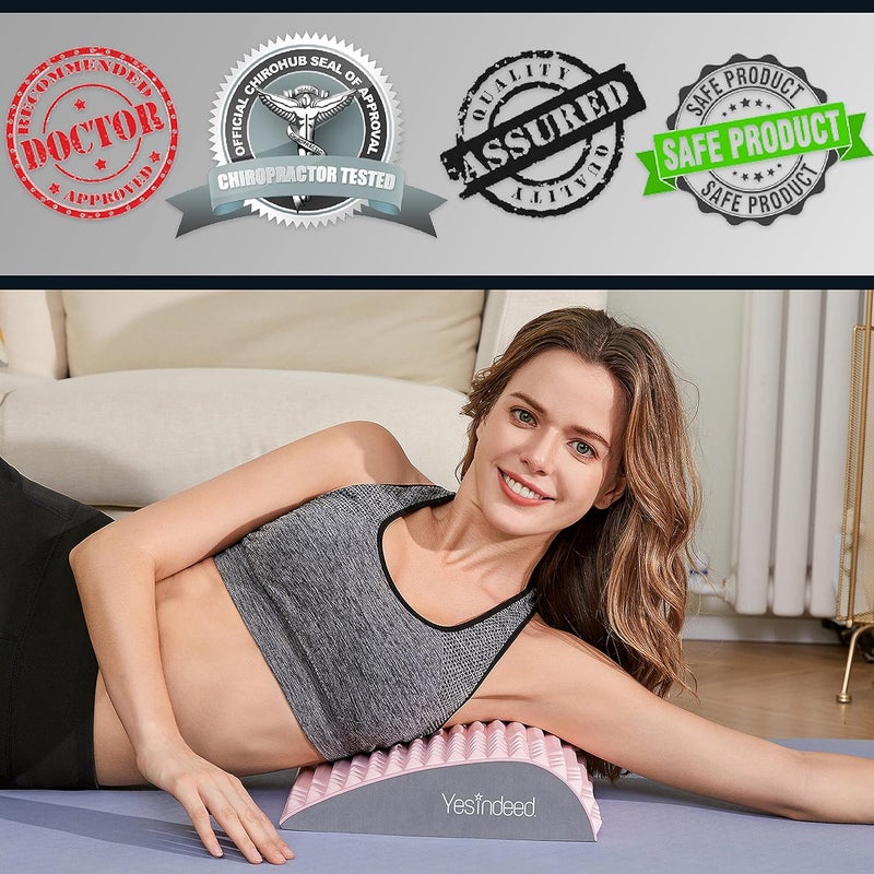 YESINDEED Back Stretcher Pillow – Pain Relief for Lower Back, Lumbar Support, Posture Correction, Sciatica Aid, Orthopedic Design, Easy to Use at Home, Office, or Anywhere, Orthopedist Recommended (Pink) - Image 5