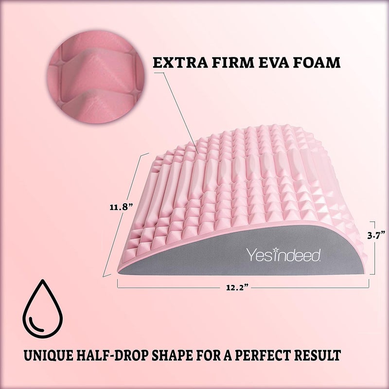 YESINDEED Back Stretcher Pillow – Pain Relief for Lower Back, Lumbar Support, Posture Correction, Sciatica Aid, Orthopedic Design, Easy to Use at Home, Office, or Anywhere, Orthopedist Recommended (Pink) - Image 2