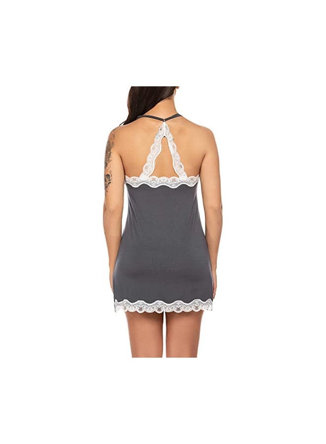 Avidlove Slip Lingerie Sexy Chemise Nightgown Babydoll Soft Sleepwear(Grey,M) - Image 2